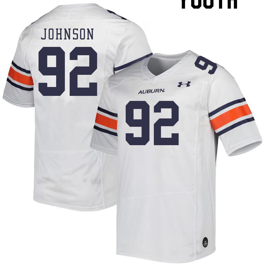 Youth #92 Lawrence Johnson Auburn Tigers College Football Jerseys Stitched-White - Click Image to Close